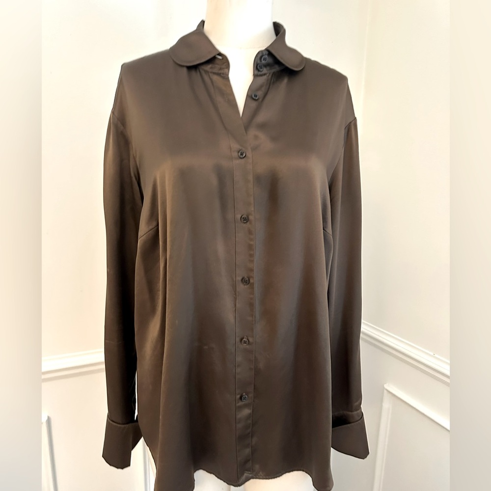 Ralph Lauren Dark Brown Button-Up Blouse